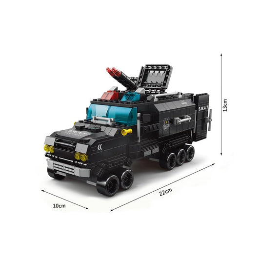 SKY LINE OCEAN 6-in-1 SWAT Truck Building Block Set (1000+ Pcs) STEAM Kit for Kids Build Armored Trucks & Tactical Vehicles.
