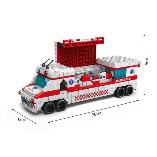 SKY LINE OCEAN 6-in-1 Ambulance Building Block Set (1000+ Pcs) Toys STEM Kit for Kids Build Rescue Ambulances & Emergency Vehicles