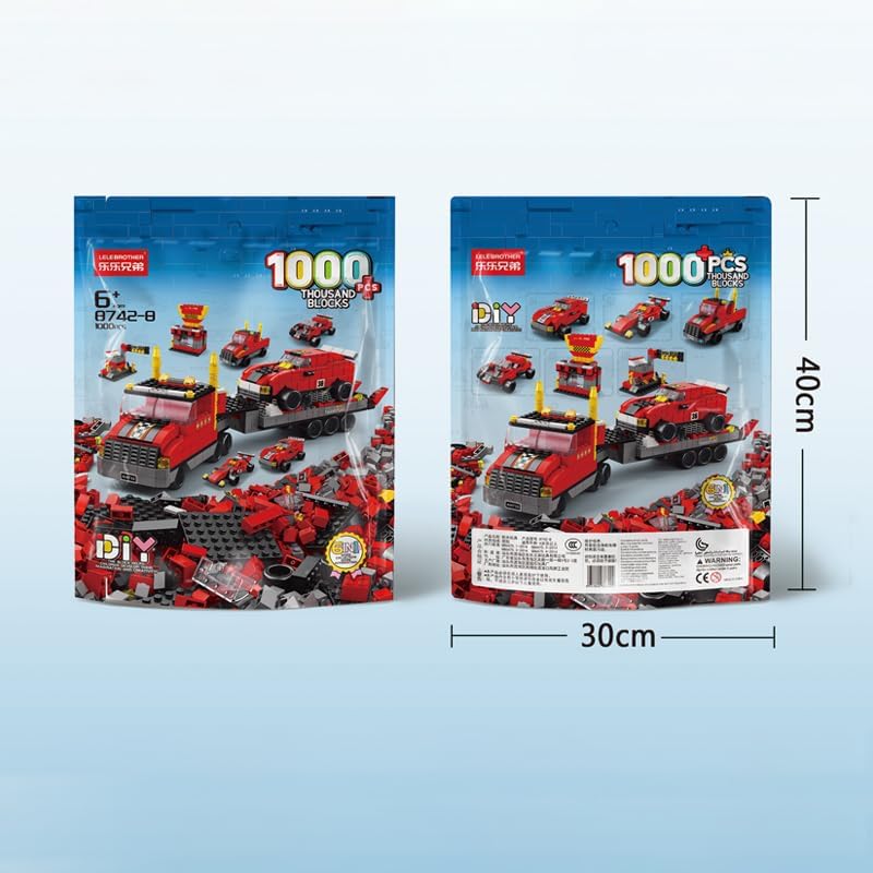 SKY LINE OCEAN 6-in-1 Truck Building Block Set (1000+ Pieces) STEAM Construction Vehicle Kit for Kids Build Transport Trucks, Loaders & Heavy Duty Vehicles