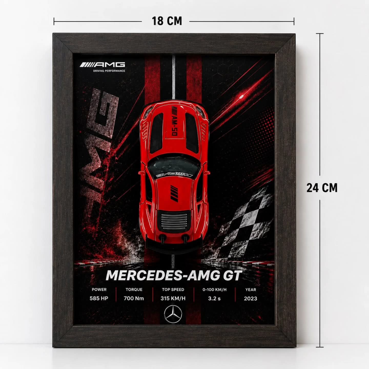 Mercedes-AMG GT 1:64 Framed Edition, 18 x 24 cm