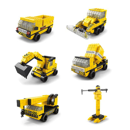 SKY LINE OCEAN 6-in-1 Construction Truck Building Block Set (1000+ Pcs) Toys  STEAM Kit for Kids  Excavators, Dump Trucks