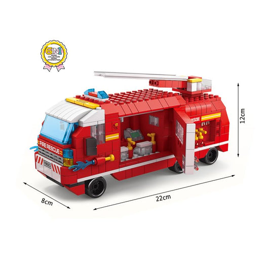 SKY LINE OCEAN 6-in-1 Fire Truck Building Block Set (1000+ Pcs) Toys  STEAM Kit for Kids  Build Fire Engines, Rescue Vehicles & More