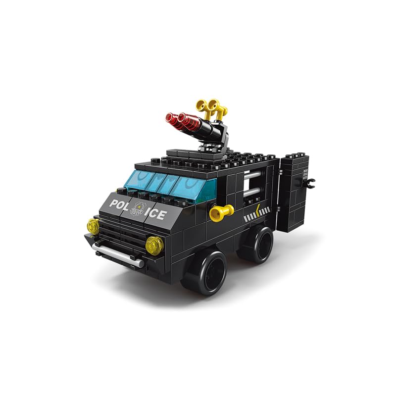 SKY LINE OCEAN 6-in-1 SWAT Truck Building Block Set (1000+ Pcs) STEAM Kit for Kids  Build Armored Trucks & Tactical Vehicles.