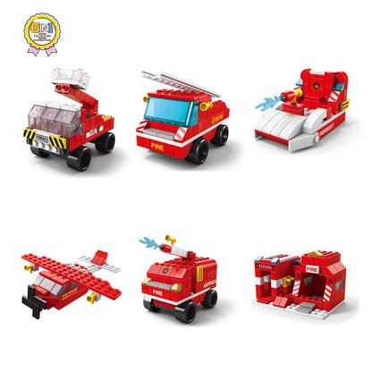 SKY LINE OCEAN 6-in-1 Fire Truck Building Block Set (1000+ Pcs) Toys  STEAM Kit for Kids  Build Fire Engines, Rescue Vehicles & More
