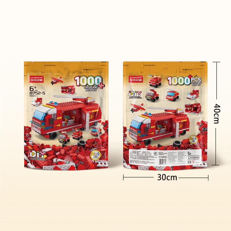 SKY LINE OCEAN 6-in-1 Fire Truck Building Block Set (1000+ Pcs) Toys  STEAM Kit for Kids  Build Fire Engines, Rescue Vehicles & More