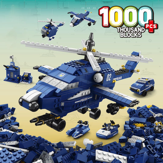 SKY LINE OCEAN 6-in-1 Helicopter Building Block Set (1000+ Pcs) Toys  STEAM Kit for Kids  Build Helicopters, Aircraft & More