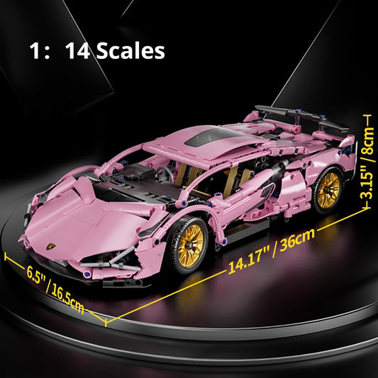 Pink Supercar Building Set 1:14 – 1314 Pieces