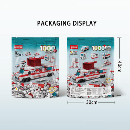 SKY LINE OCEAN 6-in-1 Ambulance Building Block Set (1000+ Pcs) Toys STEM Kit for Kids  Build Rescue Ambulances & Emergency Vehicles