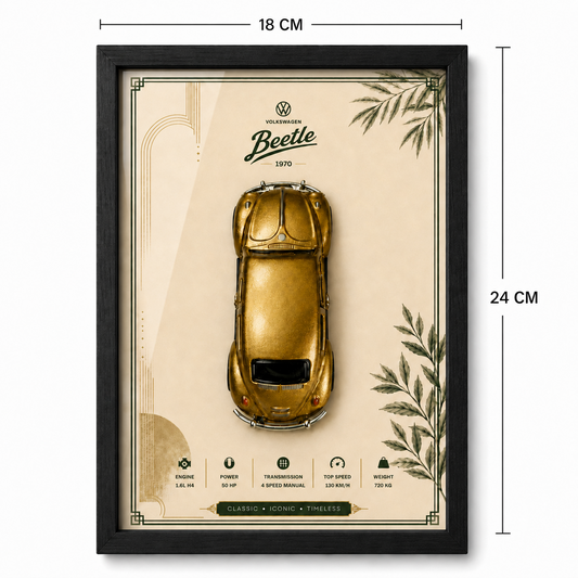 Volkswagen Beetle 1970 1:64 Framed Edition, 18 x 24 cm
